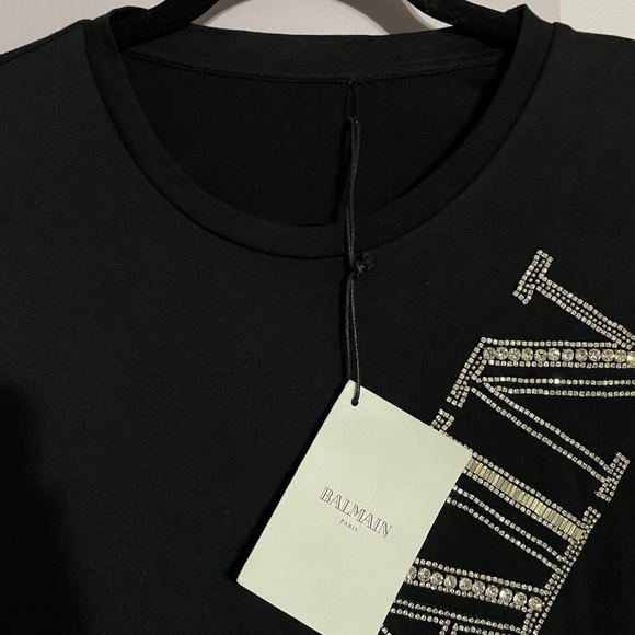 Authentic Balmain Crystal Logo T-shirt Size Small - Picture 4 of 11